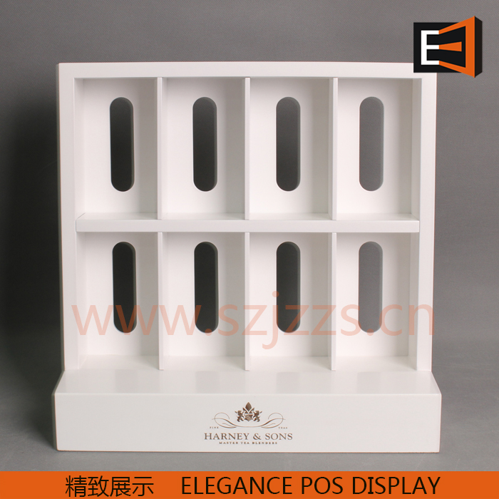 木質(zhì)臺面茶葉展示架白色1