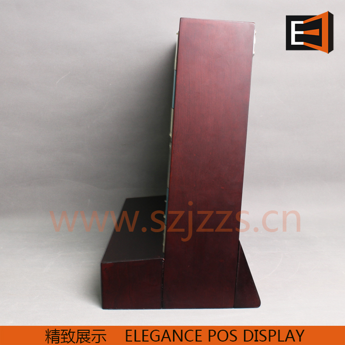 木質(zhì)臺面茶葉展示架原木色側(cè)面
